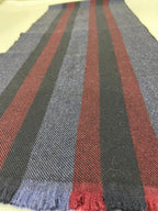 Gucci Navy & Burgundy Striped Wool Scarf with Fringe