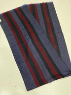 Gucci Navy & Burgundy Striped Wool Scarf with Fringe