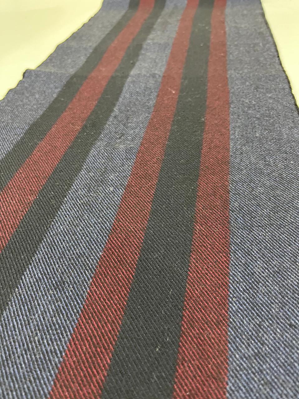 Gucci Navy & Burgundy Striped Wool Scarf with Fringe