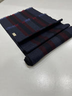 Gucci Navy & Burgundy Striped Wool Scarf with Fringe
