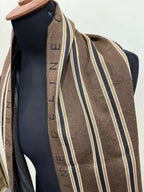 CELINE Brown Striped Fringe Scarf – Vintage Long Muffler