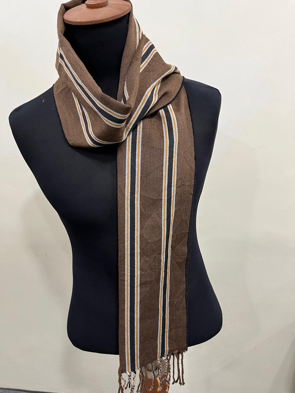 CELINE Brown Striped Fringe Scarf – Vintage Long Muffler