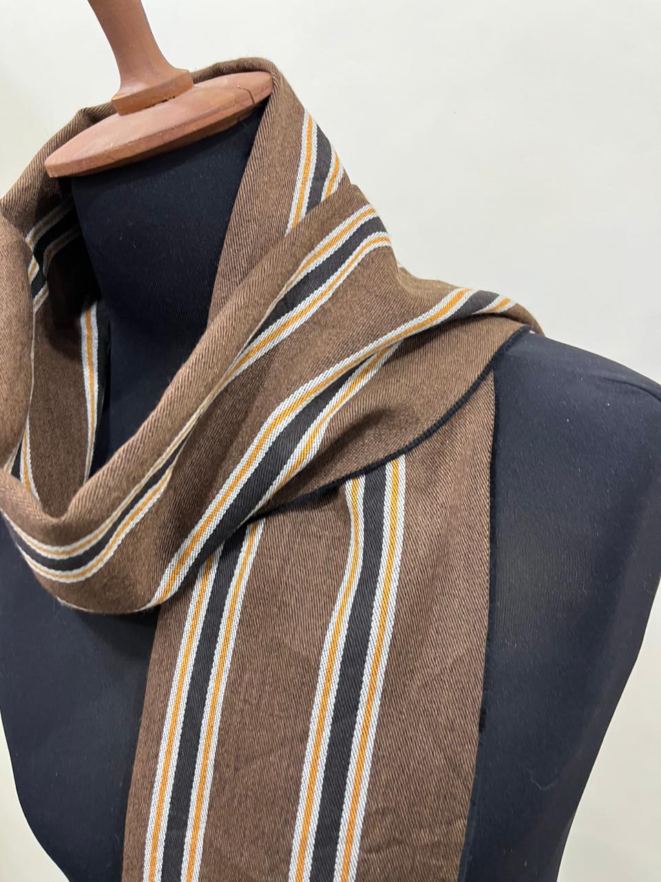 CELINE Brown Striped Fringe Scarf – Vintage Long Muffler