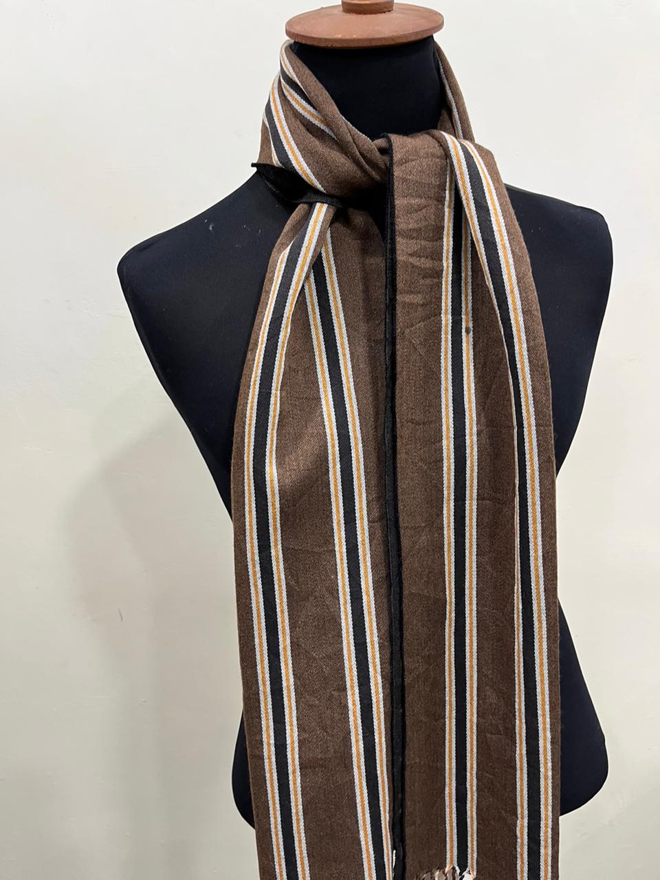 CELINE Brown Striped Fringe Scarf – Vintage Long Muffler