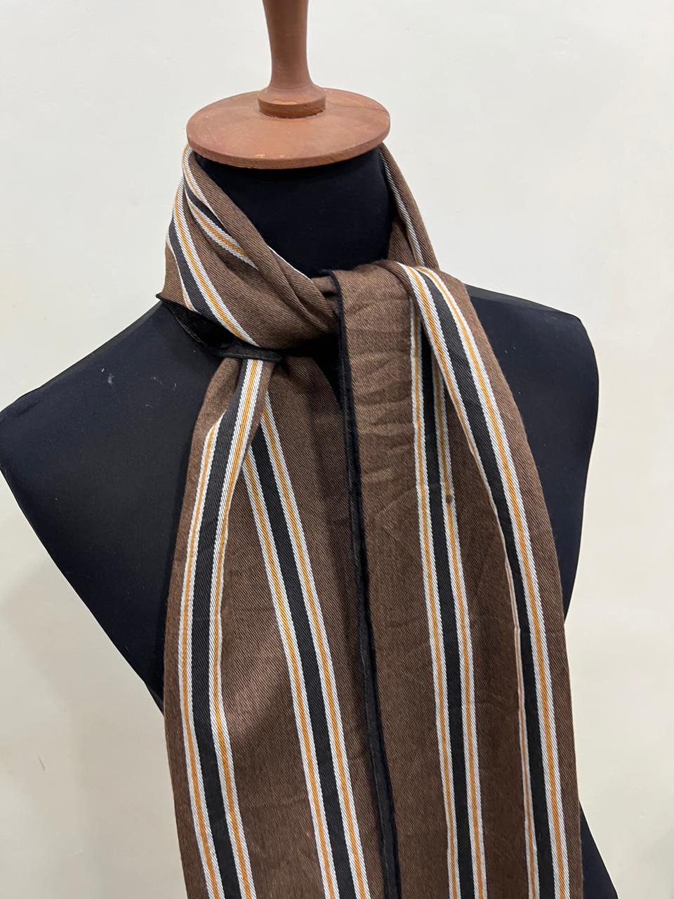 CELINE Brown Striped Fringe Scarf – Vintage Long Muffler