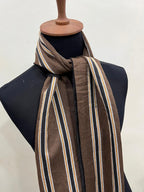CELINE Brown Striped Fringe Scarf – Vintage Long Muffler