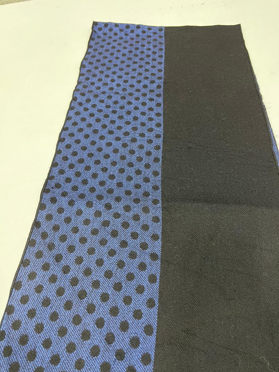 VERSACE Medusa Logo Wool Scarf Blue Black Polka Dot Stripe Unisex Made in Italy