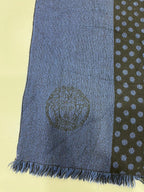 Versace Medusa 100% Wool Scarf – Blue & Black Polka Dot, Made in Italy