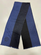 Versace Medusa 100% Wool Scarf – Blue & Black Polka Dot, Made in Italy