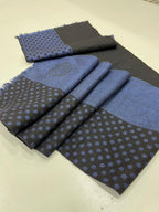 Versace Medusa 100% Wool Scarf – Blue & Black Polka Dot, Made in Italy