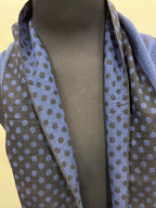 Versace Medusa 100% Wool Scarf – Blue & Black Polka Dot, Made in Italy