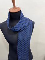 Versace Medusa 100% Wool Scarf – Blue & Black Polka Dot, Made in Italy