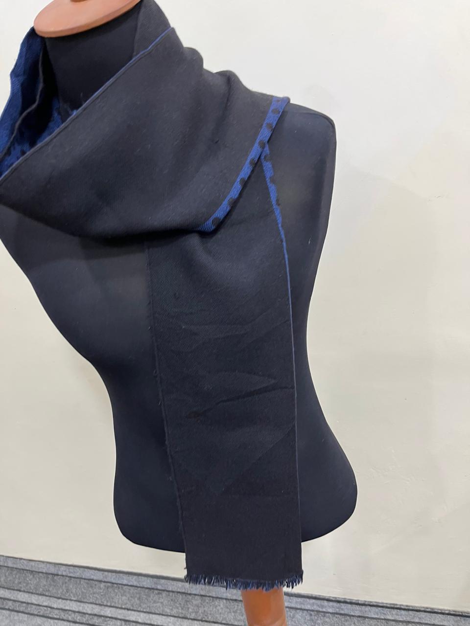 Versace Medusa 100% Wool Scarf – Blue & Black Polka Dot, Made in Italy
