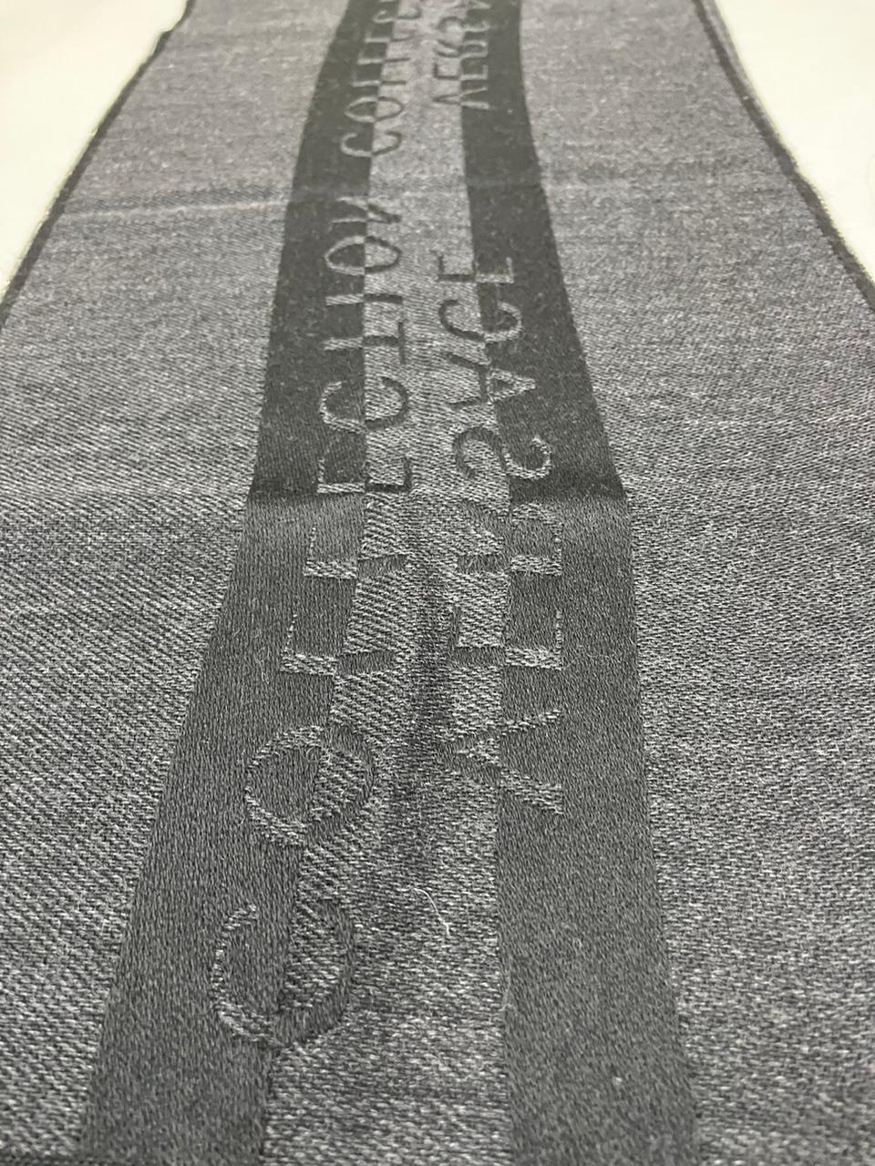 Gianni Versace Collection Black & Charcoal Grey Wool Blend Logo Scarf Made in Italy