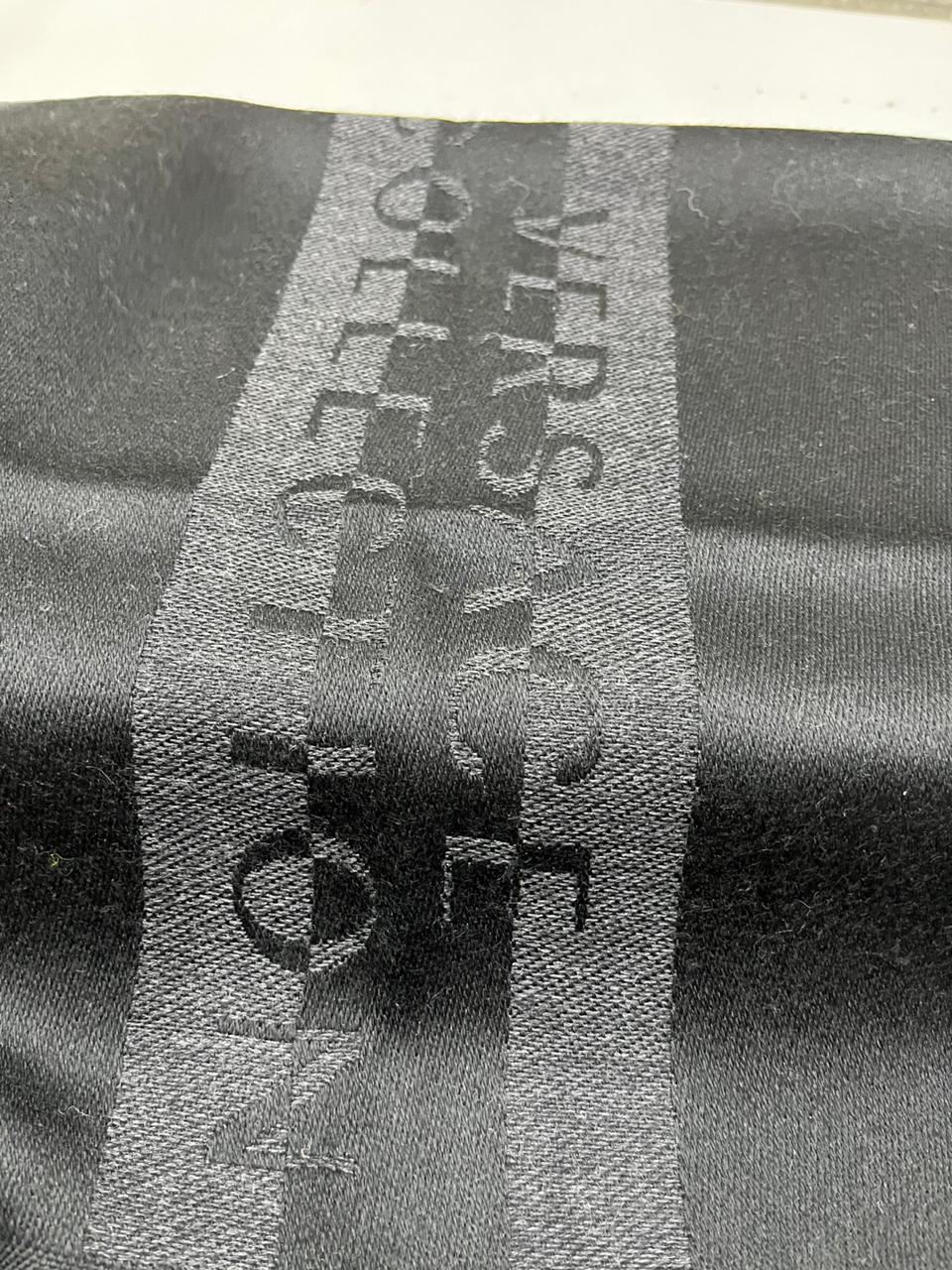 Gianni Versace Collection Black & Charcoal Grey Wool Blend Logo Scarf Made in Italy