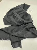 Gianni Versace Collection Black & Charcoal Grey Wool Blend Logo Scarf Made in Italy