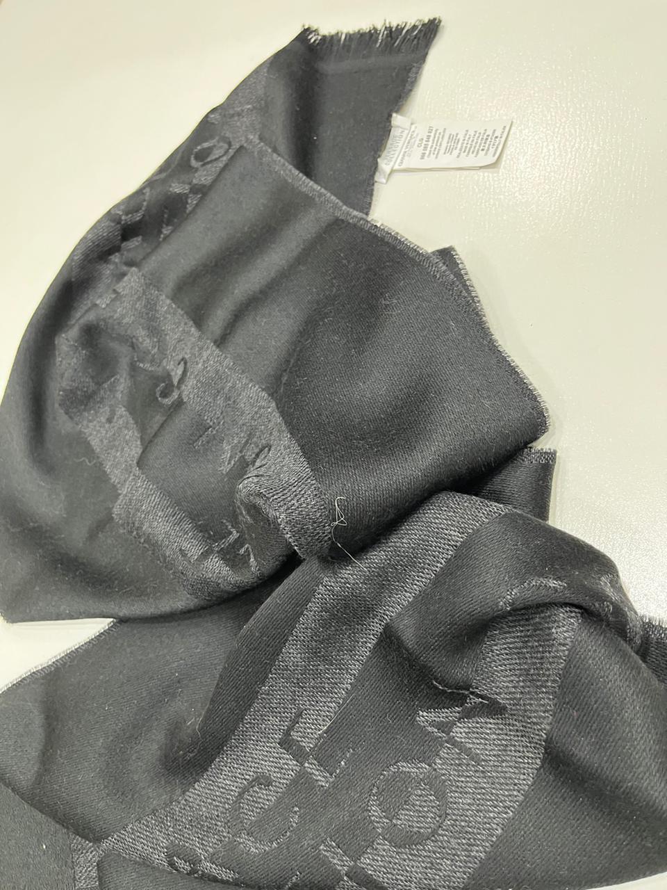 Gianni Versace Collection Black & Charcoal Grey Wool Blend Logo Scarf Made in Italy