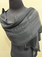 Gianni Versace Collection Black & Charcoal Grey Wool Blend Logo Scarf Made in Italy