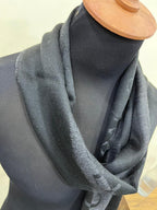 Gianni Versace Collection Black & Charcoal Grey Wool Blend Logo Scarf Made in Italy