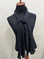 Gianni Versace Collection Black & Charcoal Grey Wool Blend Logo Scarf Made in Italy