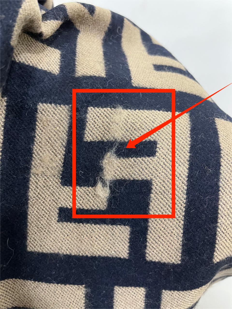 Fendi Vintage Tobacco & Black FF Monogram Jacquard Wool-Silk Fringed Scarf