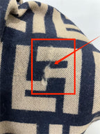 Fendi Vintage Tobacco & Black FF Monogram Jacquard Wool-Silk Fringed Scarf