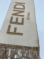 Fendi FXT324 Wool & Cashmere FF Scarf Beige 38 × 215 cm