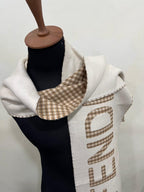 Fendi FXT324 Wool & Cashmere FF Scarf Beige 38 × 215 cm