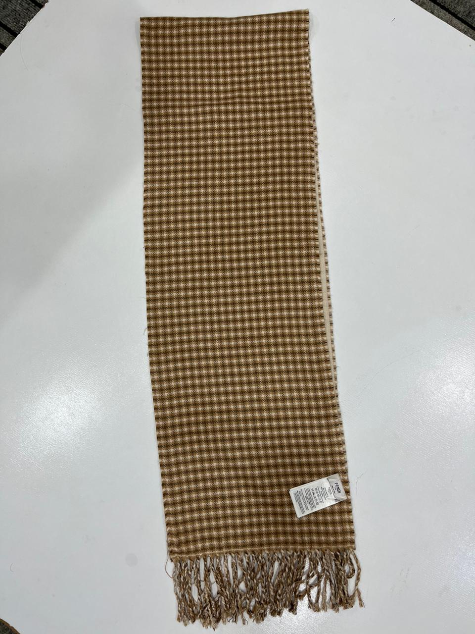 Fendi FXT324 Wool & Cashmere FF Scarf Beige 38 × 215 cm