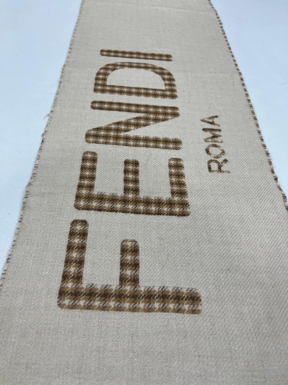 Fendi FXT324 Wool & Cashmere FF Scarf Beige 38 × 215 cm