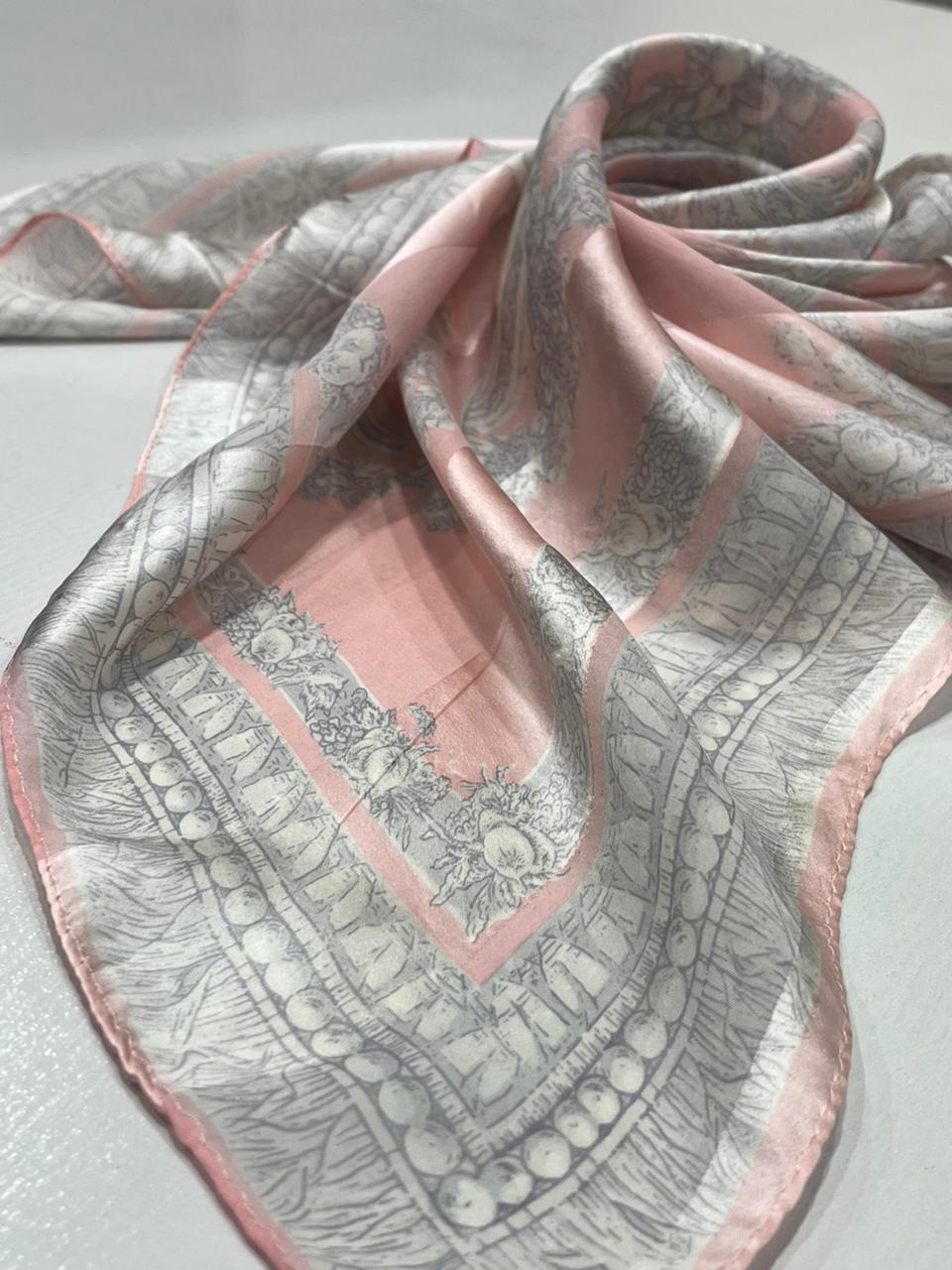 Vintage Alfredo Versace Baroque Medallion Scarf – Pink & Gray