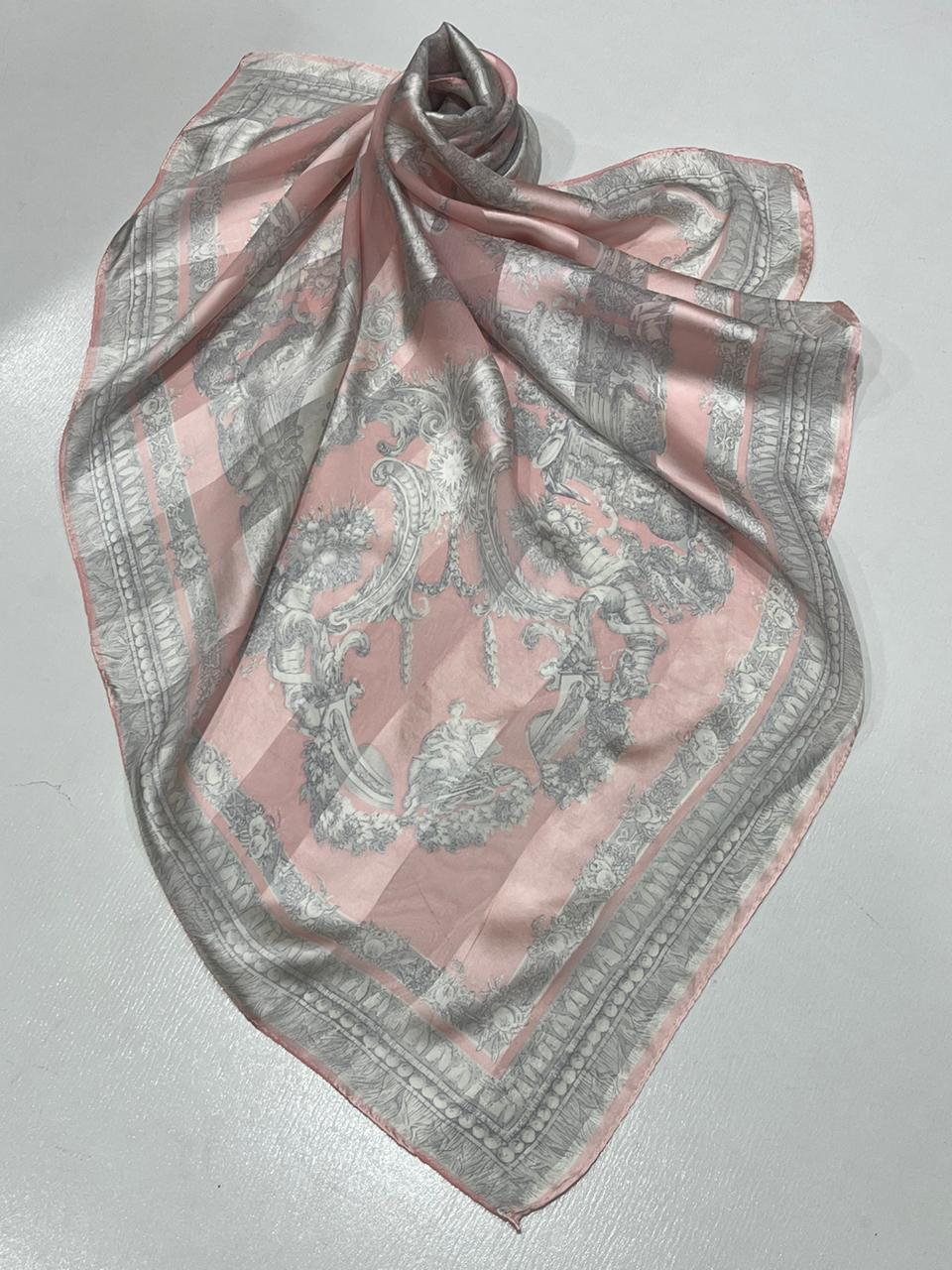 Vintage Alfredo Versace Baroque Medallion Scarf – Pink & Gray