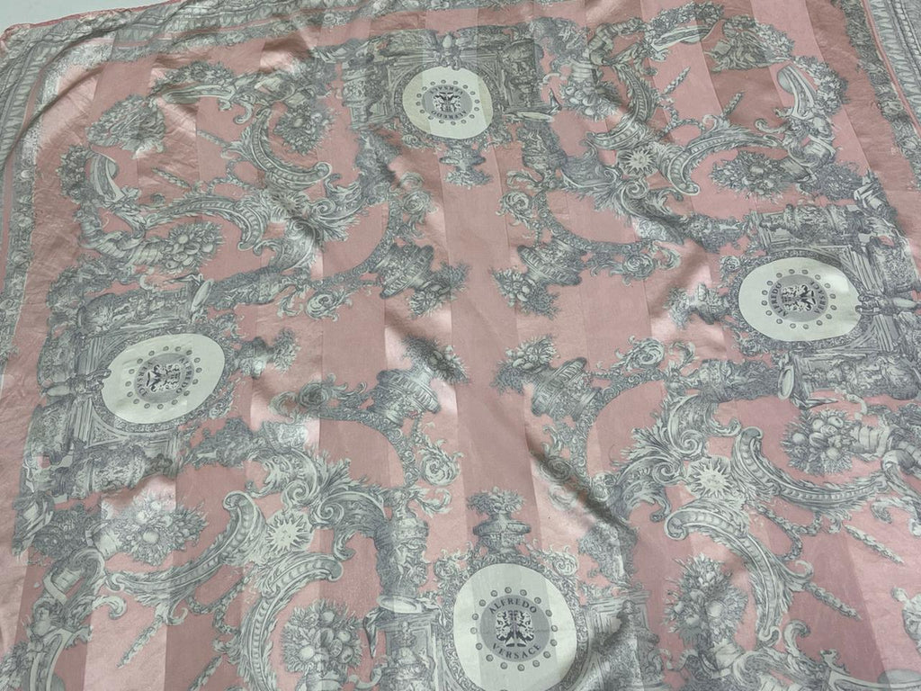 Vintage Alfredo Versace Baroque Medallion Scarf – Pink & Gray