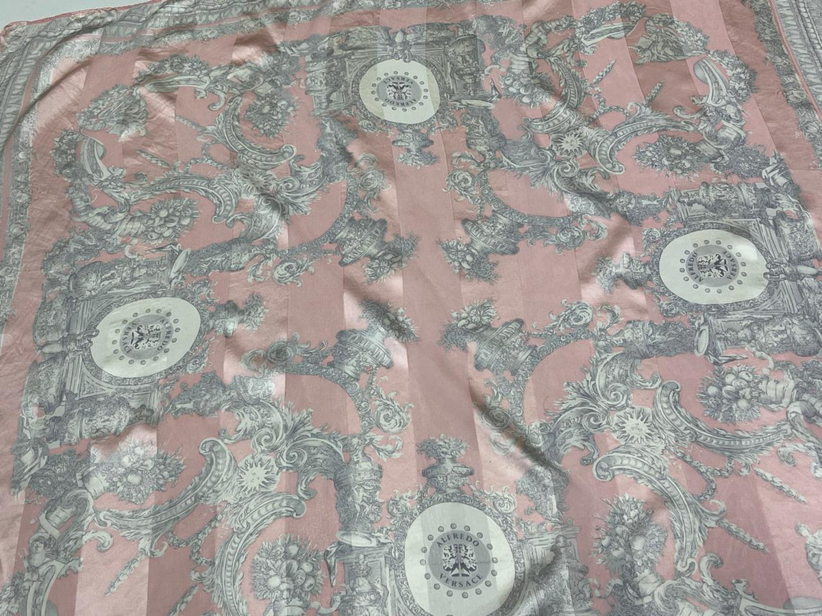 Vintage Alfredo Versace Baroque Medallion Scarf – Pink & Gray