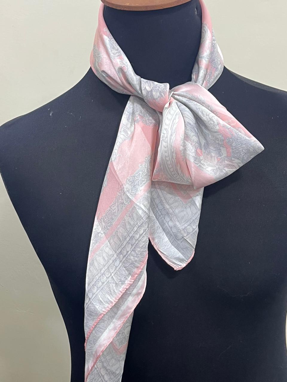 Vintage Alfredo Versace Baroque Medallion Scarf – Pink & Gray