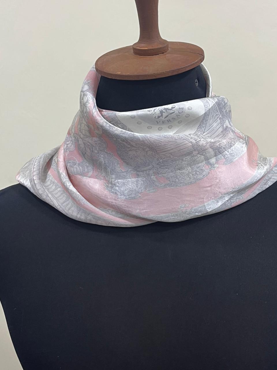 Vintage Alfredo Versace Baroque Medallion Scarf – Pink & Gray