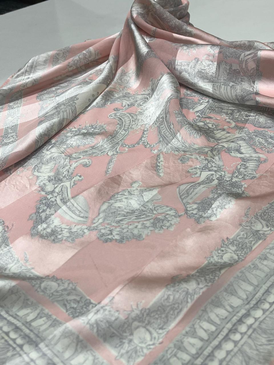 Vintage Alfredo Versace Baroque Medallion Scarf – Pink & Gray