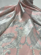 Vintage Alfredo Versace Baroque Medallion Scarf – Pink & Gray