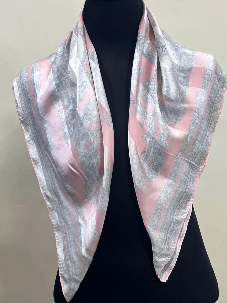Vintage Alfredo Versace Baroque Medallion Scarf – Pink & Gray