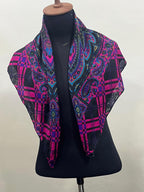 Vintage Yves Saint Laurent YSL Plaid Paisley Mandala Silk Scarf 34"
