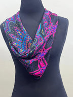 Vintage Yves Saint Laurent YSL Plaid Paisley Mandala Silk Scarf 34"
