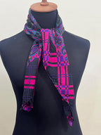 Vintage Yves Saint Laurent YSL Plaid Paisley Mandala Silk Scarf 34"