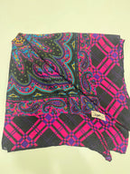 Vintage Yves Saint Laurent YSL Plaid Paisley Mandala Silk Scarf 34"