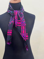 Vintage Yves Saint Laurent YSL Plaid Paisley Mandala Silk Scarf 34"
