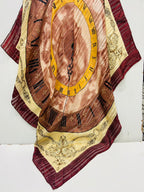 Vintage Yves Saint Laurent YSL Clock Face Roman Numeral 100% Silk Scarf