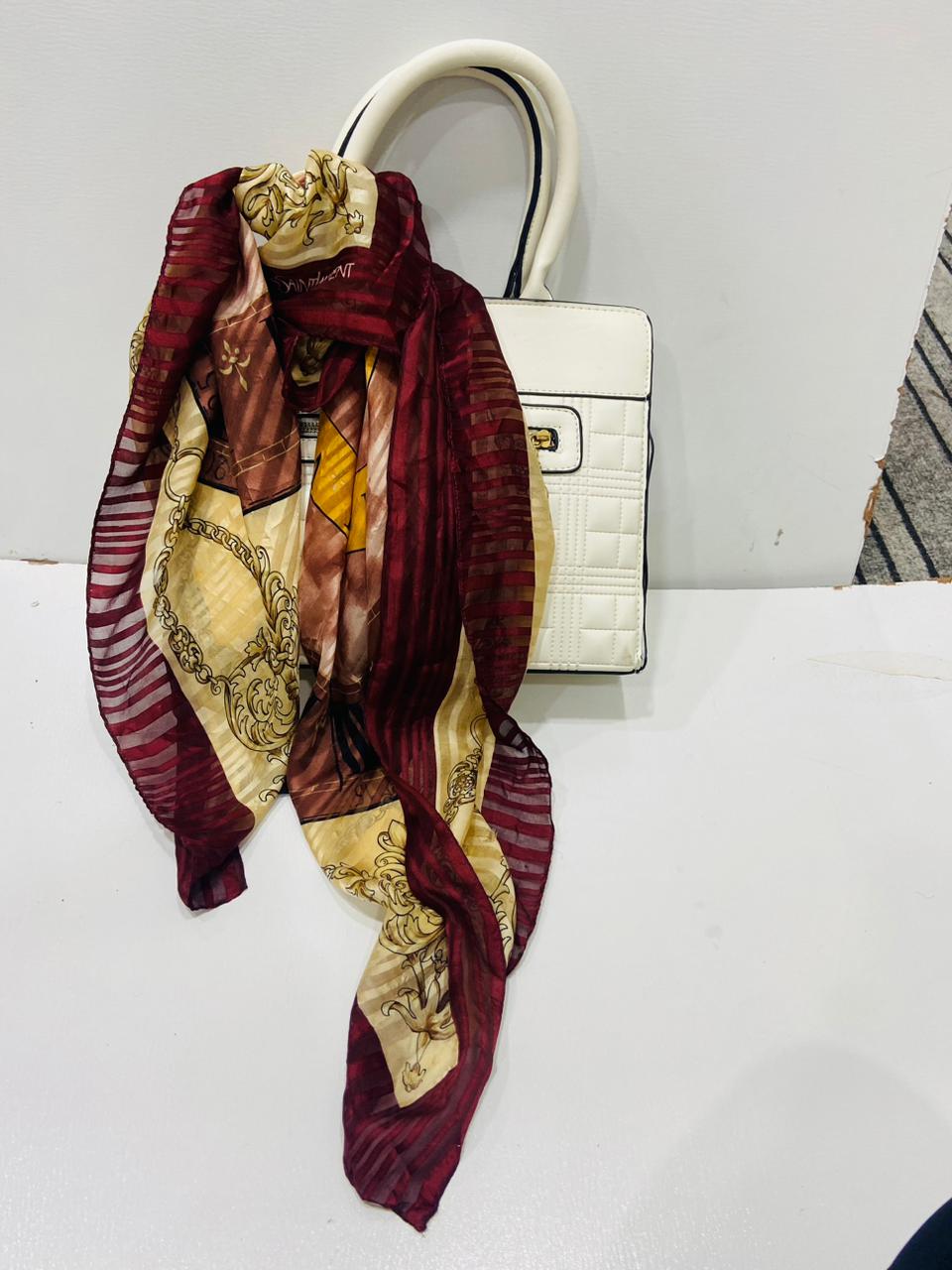 Vintage Yves Saint Laurent YSL Clock Face Roman Numeral 100% Silk Scarf