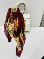 Vintage Yves Saint Laurent YSL Clock Face Roman Numeral 100% Silk Scarf