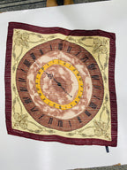 Vintage Yves Saint Laurent YSL Clock Face Roman Numeral 100% Silk Scarf