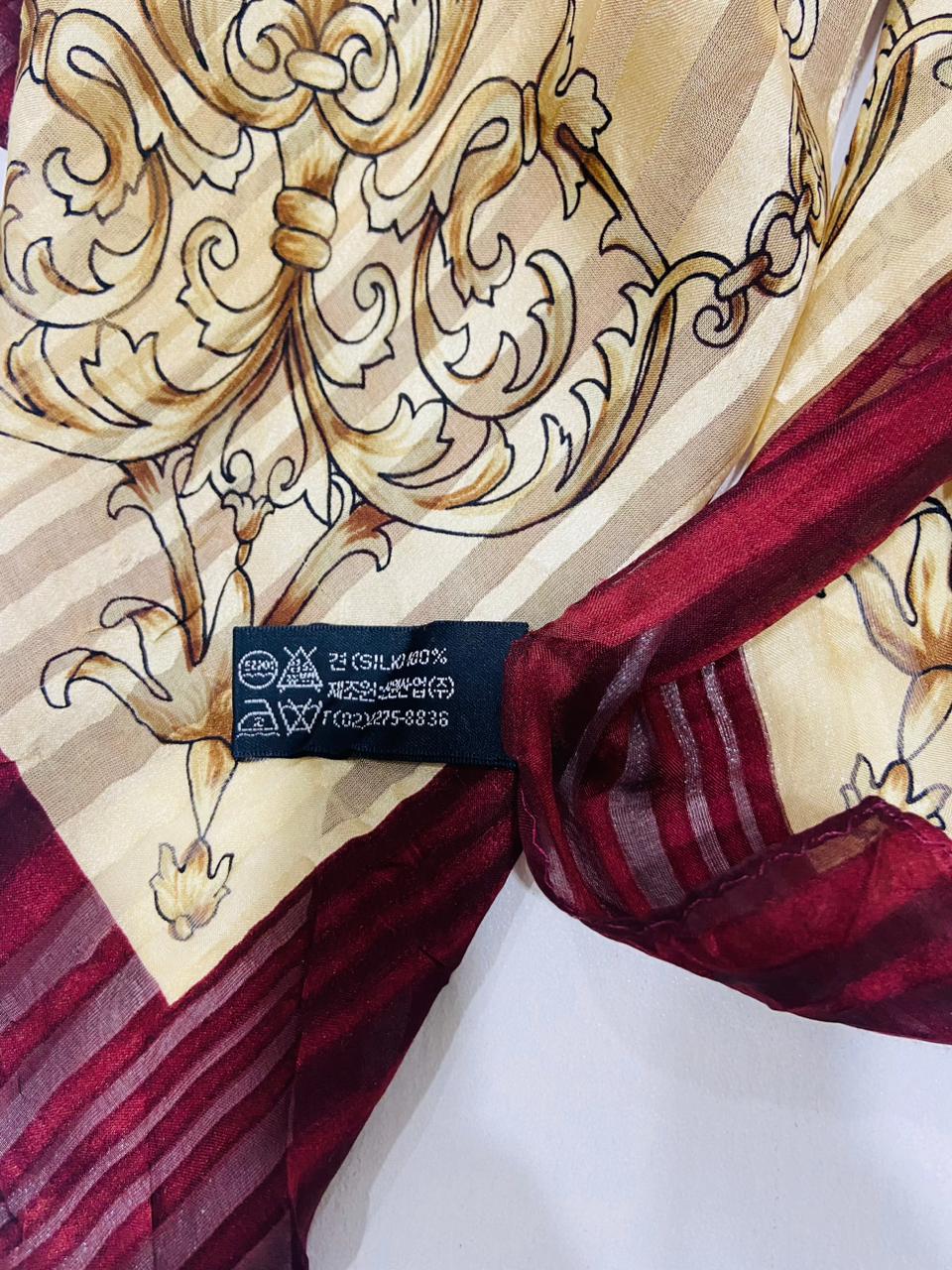 Vintage Yves Saint Laurent YSL Clock Face Roman Numeral 100% Silk Scarf