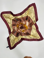 Vintage Yves Saint Laurent YSL Clock Face Roman Numeral 100% Silk Scarf